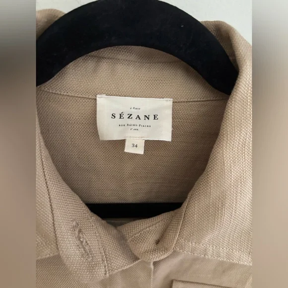 Sézane Oanelle Mini Dress in light beige size 2 - Picture 4 of 9